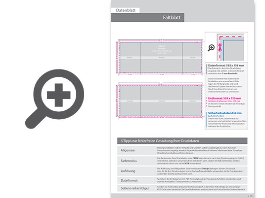 Product Bild hochglanz-uv-lack_faltblatt__gefalzt_auf_26_5_cm_x_15_0_cm__vertikaler_2-bruch_fensterfalz__6-seitig